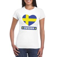 Zweden hart vlag t-shirt wit dames - thumbnail