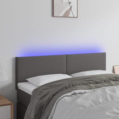 Hoofdbord LED 144x5x78/88 cm kunstleer grijs