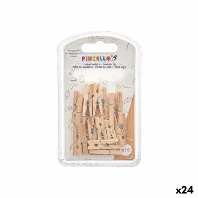 Klemmen Klein Bruin Hout (24 Stuks)