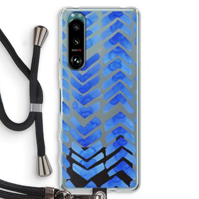 Blauwe pijlen: Sony Xperia 5 III Transparant Hoesje met koord