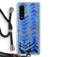 Blauwe pijlen: Sony Xperia 5 III Transparant Hoesje met koord