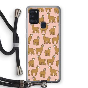 Alpacas: Samsung Galaxy A21s Transparant Hoesje met koord