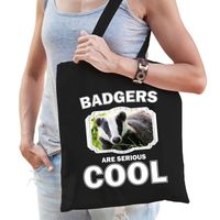 Dieren das tasje zwart volwassenen en kinderen - badgers are cool cadeau boodschappentasje