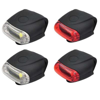 LED fietslamp set - 2x - rood / wit - siliconen - waterdicht - 12 chips