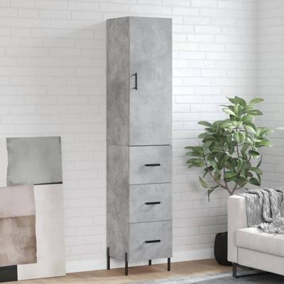 Hoge kast 34,5x34x180 cm bewerkt hout betongrijs