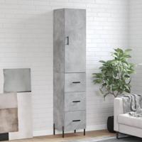 Hoge kast 34,5x34x180 cm bewerkt hout betongrijs