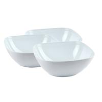 Serveerschaal/saladeschaal - 3x stuks - D28 x H11 cm - kunststof - wit - vierkant - 4800 ml
