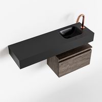 MONDIAZ ANDOR 50cm toiletmeubel dark brown. LEX 100cm wastafel urban rechts 1 kraangat - thumbnail