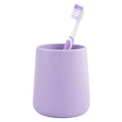 Badkamer beker / tandenborstelhouder Earth Serie - Keramiek - lila - 8 x 10 cm Badkamer beker / tandenborstelhouder Earth Serie - Keramiek - lila - 8 x 10 cm