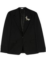 Alexander McQueen blazer brodé à simple boutonnage - Noir