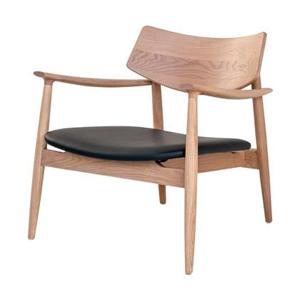 Artichok Oliver Houten Fauteuil Naturel - Zwarte Kunstleren Zitting