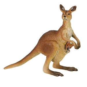 Plastic kangoeroe met baby speeldiertje 8 cm   -