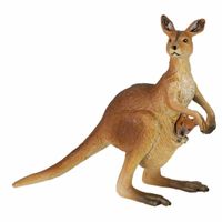 Plastic kangoeroe met baby speeldiertje 8 cm   - - thumbnail
