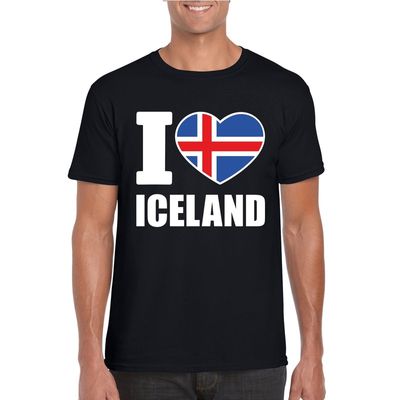 Zwart I love Ijsland fan shirt heren