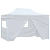 Partytent met 4 zijwanden inklapbaar 280x410x315 cm staal wit
