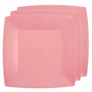 10x stuks feest gebaksbordjes roze - karton - 18 cm - vierkant