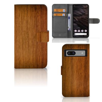 Google Pixel 7A | Book Style Case | Donker Hout Google Pixel 7A | Book Style Case | Donker Hout