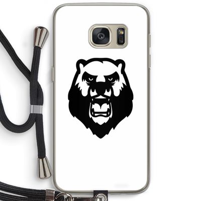 Angry Bear (white): Samsung Galaxy S7 Transparant Hoesje met koord