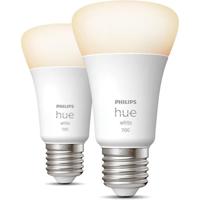 Philips Hue White, E27 aangesloten LED -lamp, equivalent 75W, 1100 lumen, Bluetooth -compatibel, 2 pack