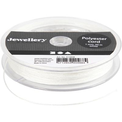 Creativ Company Polyester koord, dikte 1 mm, wit, 50 m/ 1 rol