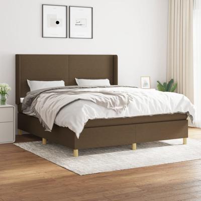 Boxspring met matras stof donkerbruin 180x200 cm