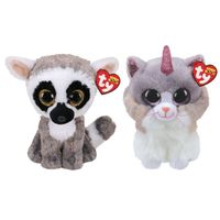 Ty - Knuffel - Beanie Buddy - Linus Lemur & Asher Cat