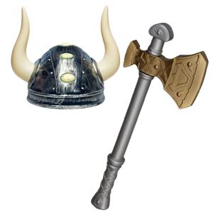 Viking verkleedkleding set - 2 delig - kinderen - helm met hoorns - Hakbijl van 47 cm