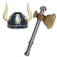 Viking verkleedkleding set - 2 delig - kinderen - helm met hoorns - Hakbijl van 47 cm