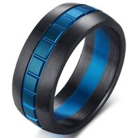 Heren ring Mendes Edelstaal Blue Grid 8mm