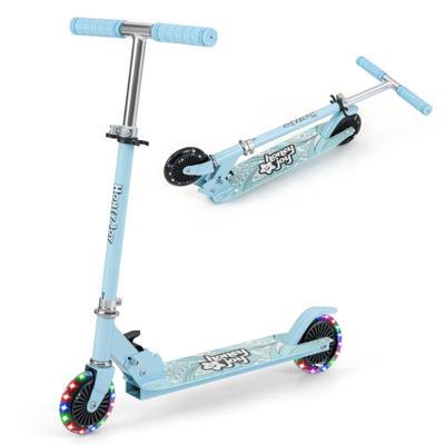 Kinderstep 2-Wielige Scooter met Knipperende Wielen Verstelbaar Stuur en Achterremsysteem Standaard en Cruise Peuterspeelgoed