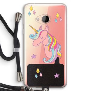 Roze eenhoorn: HTC U Play Transparant Hoesje met koord