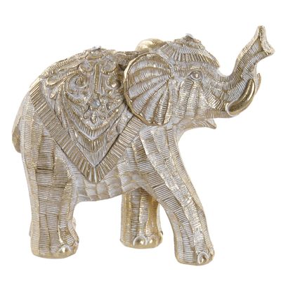 Olifant dierenbeeld - goud - polyresin - 17 x 7,5 x 15 cm - home decoratie
