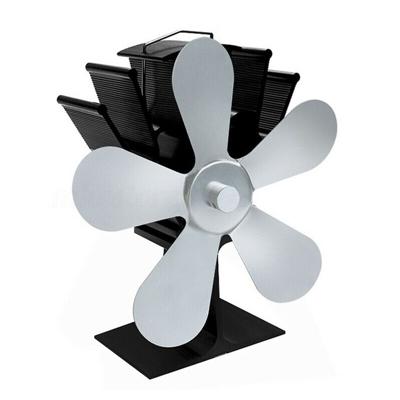 YL602 5-Blade hoge temperatuur metalen warmte aangedreven open haard kachel fan (zilver)