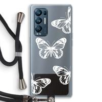 White butterfly: Oppo Find X3 Neo Transparant Hoesje met koord - thumbnail