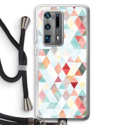Gekleurde driehoekjes pastel: Huawei P40 Pro Plus Transparant Hoesje met koord