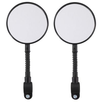 Dunlop Fietsspiegel - 2x - D8 cm - flexibel draaibaar - met reflector - zwart - rond - 27 cm