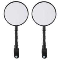 Dunlop Fietsspiegel - 2x - D8 cm - flexibel draaibaar - met reflector - zwart - rond - 27 cm