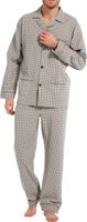 Robson pyjama flanel met knopen bruin met print