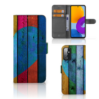 Samsung Galaxy M52 Book Style Case Wood Heart - Cadeau voor je Vriend