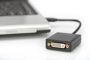 Digitus DA-70842 DVI / USB 3.2 Gen 1 (USB 3.0) Adapter [1x USB 3.2 Gen 1 stekker A (USB 3.0) - 1x DVI-bus 24+5-polig] Zwart Afgeschermd 15.00 cm