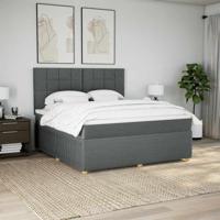 Boxspring met matras stof donkergrijs 180x200 cm