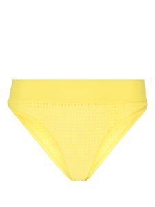 Moschino logo-appliqué mesh thong - Jaune