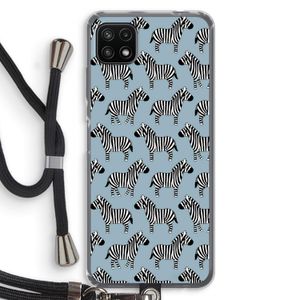 Zebra: Samsung Galaxy A22 5G Transparant Hoesje met koord