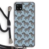Zebra: Samsung Galaxy A22 5G Transparant Hoesje met koord