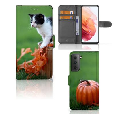 Samsung Galaxy S21 | Telefoonhoesje | Met pasjeshouder | Kitten