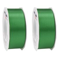 2x Luxe groene satijnen lint rollen breed 4 cm x 25 meter cadeaulint verpakkingsmateriaal - Cadeaulinten - thumbnail