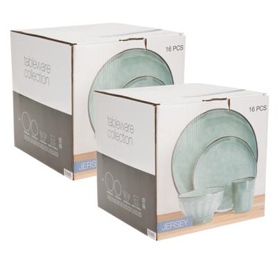 Servies set - 32-delig - groen - aardewerk dinerservies - tafelservies - 8 personen