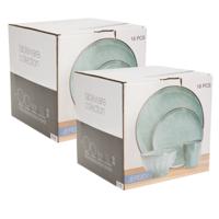 Servies set - 32-delig - groen - aardewerk dinerservies - tafelservies - 8 personen
