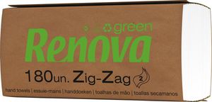 Renovagreen papieren handdoeken, Z-vouw, 2-laags, 180 vellen, pak van 30 stuks