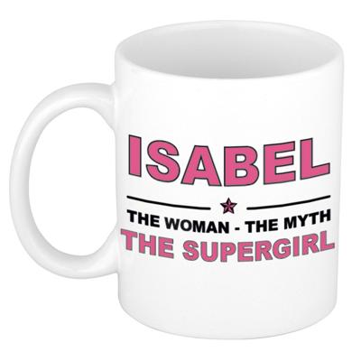Isabel cadeau mok - Woman Myth Supergirl - naam koffiemok - 300 ml - collega - moederdag Isabel cadeau mok - Woman Myth Supergirl - naam koffiemok - 300 ml - collega - moederdag